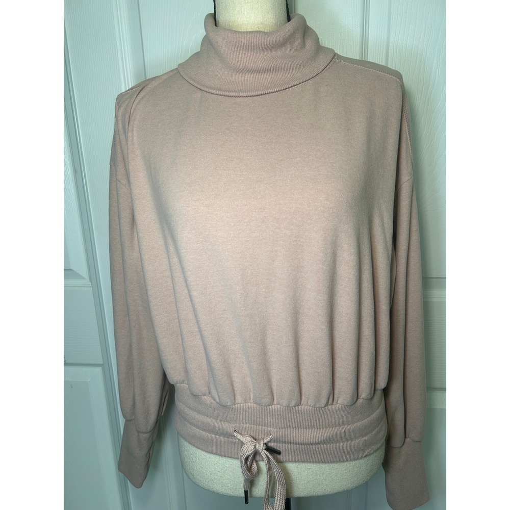 Sweaty Betty Harmonise Luxe Fleece Pullover S Pink Roll Neck Drawstring Italy